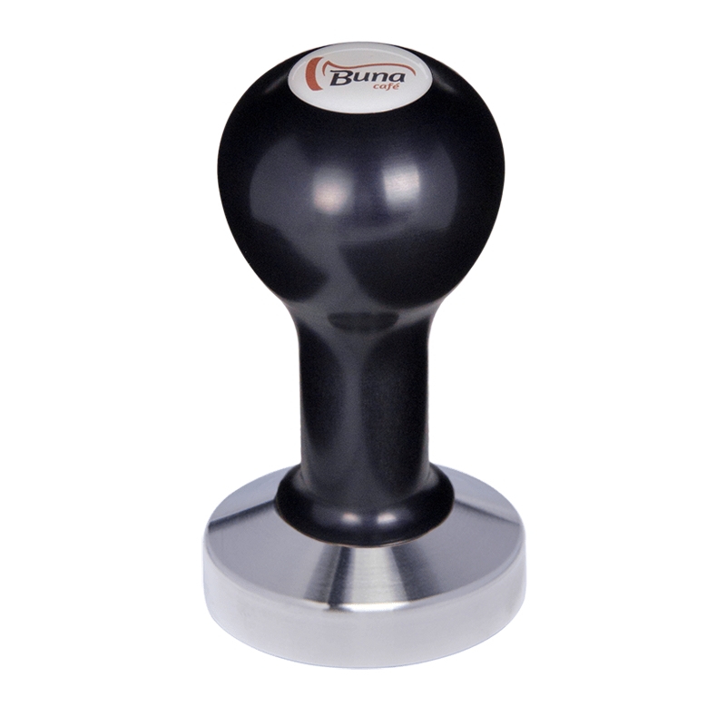 Buna café tamper, kov, černý, SP, 57 mm, nerez mat, plochý Buna café tamper, kov, černý, SP, 57 mm, nerez mat, plochý
