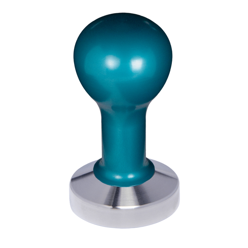 Buna café tamper, kov, modrý, 57 mm, nerez mat, plochý Buna café tamper, kov, modrý, 57 mm, nerez mat, plochý