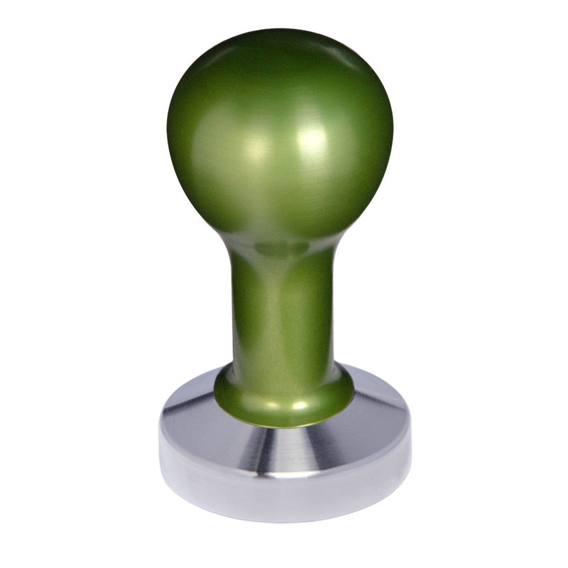 Buna café tamper, kov, zelený, 57 mm, nerez mat, plochý Buna café tamper, kov, zelený, 57 mm, nerez mat, plochý