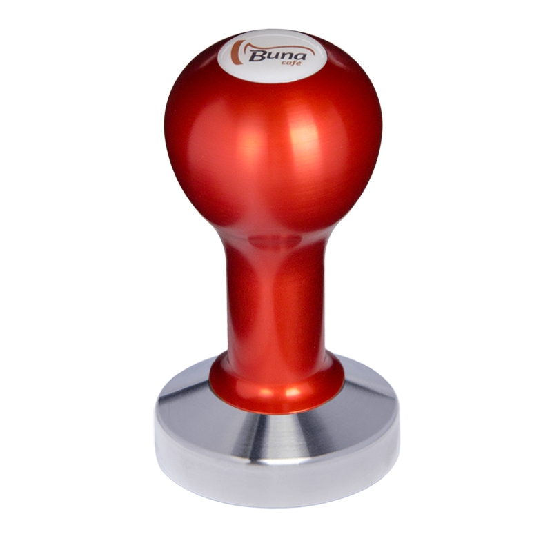 Buna café tamper, kov, červený, SP, 57 mm, nerez mat, plochý Buna café tamper, kov, červený, SP, 57 mm, nerez mat, plochý