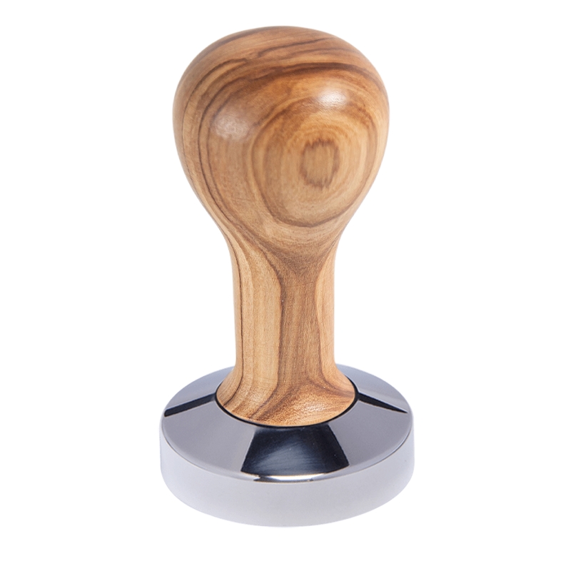Buna café tamper, oliva, olej, 58.35 mm, nerez lesk, plochý Buna café tamper, oliva, olej, 58.35 mm, nerez lesk, plochý