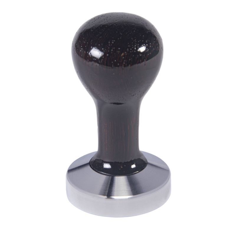 Buna café tamper, wenge, lak, 58.35 mm, nerez mat, plochý Buna café tamper, wenge, lak, 58.35 mm, nerez mat, plochý