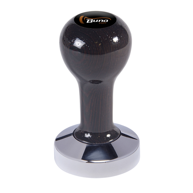 Buna café tamper, wenge, lak, TP, 58.55 mm, nerez lesk, plochý Buna café tamper, wenge, lak, TP, 58.55 mm, nerez lesk, plochý