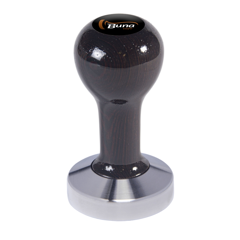 Buna café tamper, wenge, lak, TP, 58.55 mm, nerez mat, plochý Buna café tamper, wenge, lak, TP, 58.55 mm, nerez mat, plochý
