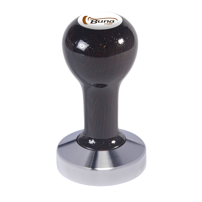 Buna café tamper, wenge, lak, SP, 58.55 mm, nerez mat, plochý Buna café tamper, wenge, lak, SP, 58.55 mm, nerez mat, plochý
