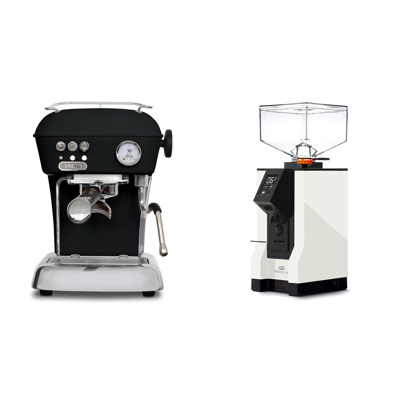 Ascaso Dream ONE, Dark Black + Eureka Mignon Perfetto, BL white Ascaso Dream ONE, Dark Black + Eureka Mignon Perfetto, BL white