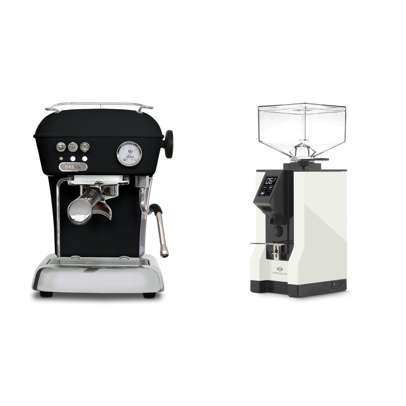 Ascaso Dream ONE, Dark Black + Eureka Mignon Specialita, BL white Ascaso Dream ONE, Dark Black + Eureka Mignon Specialita, BL white