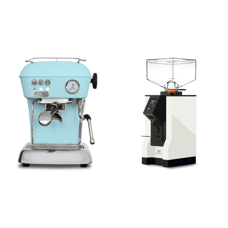 Ascaso Dream ONE, Kid Blue + Eureka Mignon Perfetto, BL white Ascaso Dream ONE, Kid Blue + Eureka Mignon Perfetto, BL white
