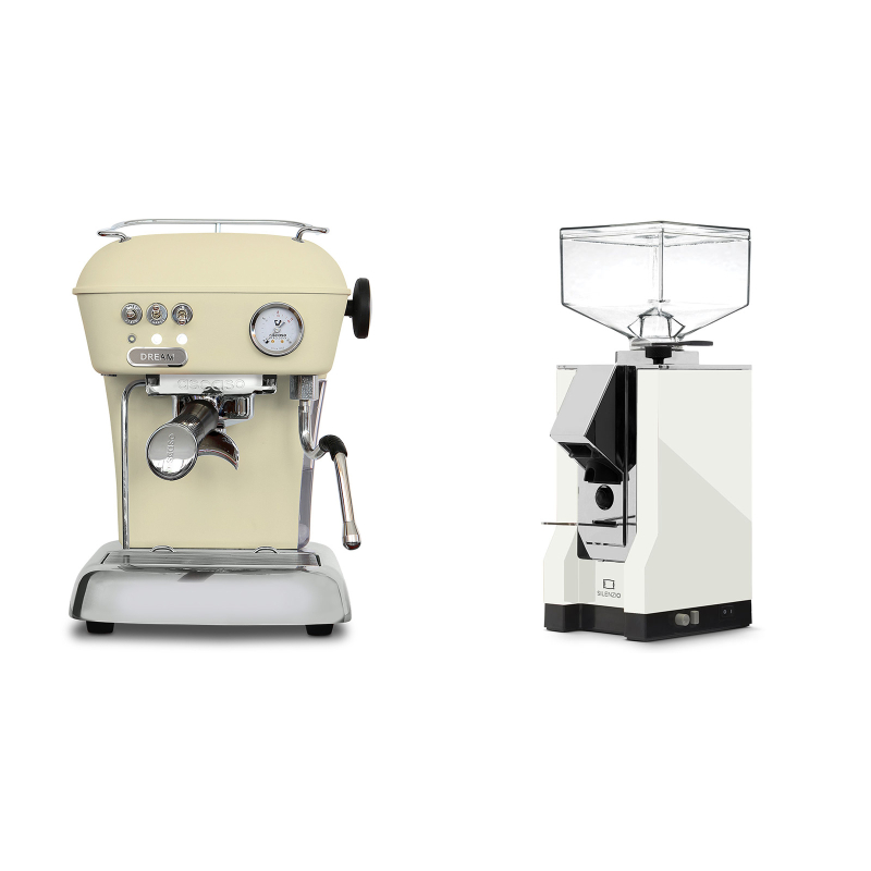 Ascaso Dream ONE, Sweet Cream + Eureka Mignon Silenzio, CR white Ascaso Dream ONE, Sweet Cream + Eureka Mignon Silenzio, CR white