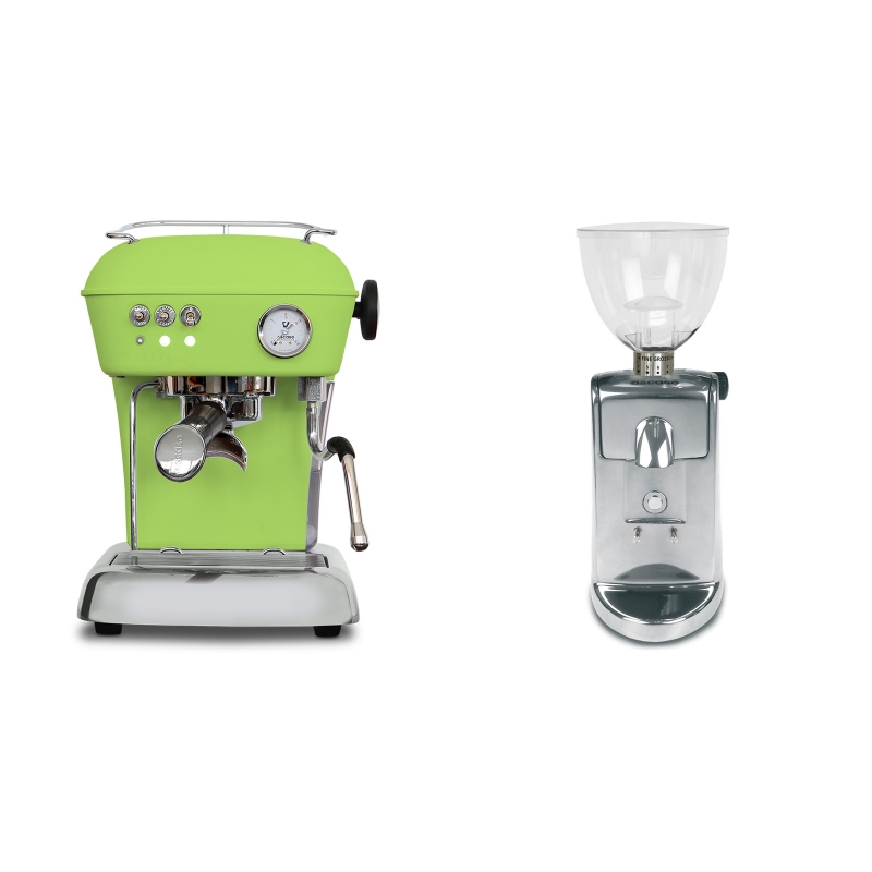Ascaso Dream ONE, Fresh Pistachio + Ascaso i-mini i1, leštěný hliník Ascaso Dream ONE, Fresh Pistachio + Ascaso i-mini i1, leštěný hliník