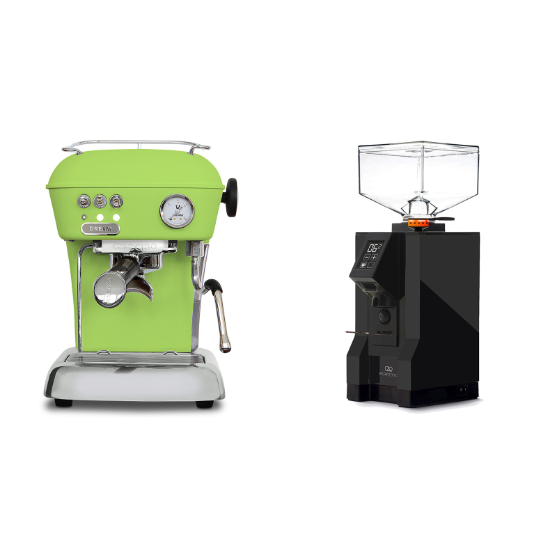 Ascaso Dream ONE, Fresh Pistachio + Eureka Mignon Perfetto, BL black Ascaso Dream ONE, Fresh Pistachio + Eureka Mignon Perfetto, BL black
