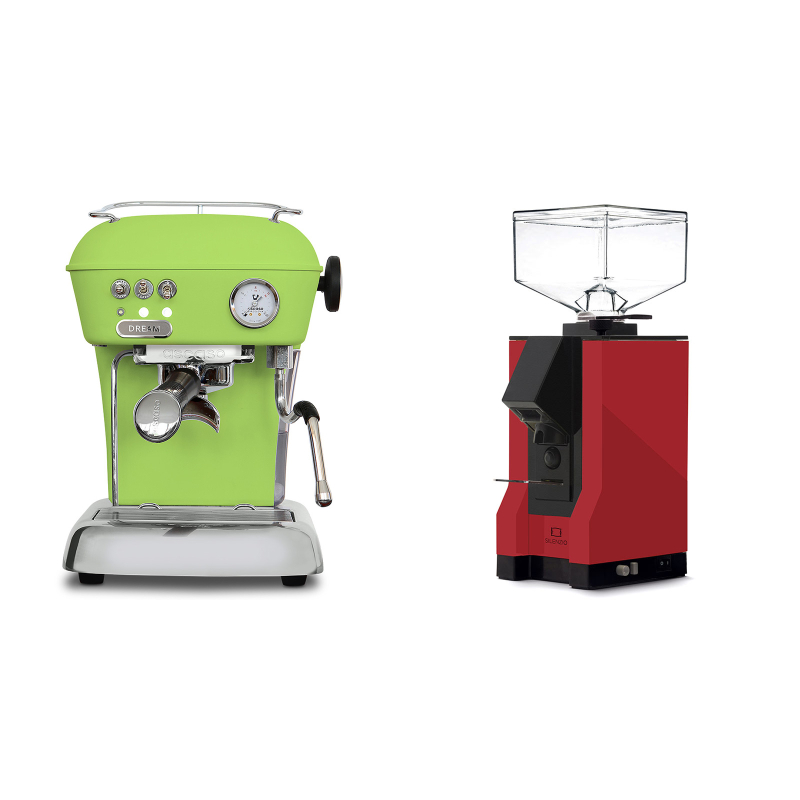 Ascaso Dream ONE, Fresh Pistachio + Eureka Mignon Silenzio, BL ferrari red Ascaso Dream ONE, Fresh Pistachio + Eureka Mignon Silenzio, BL ferrari red