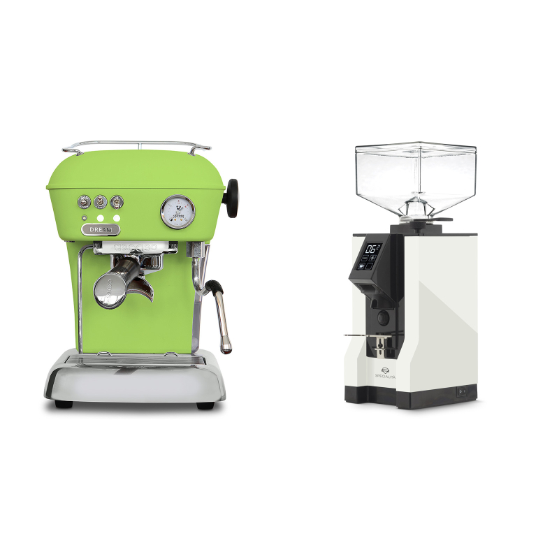 Ascaso Dream ONE, Fresh Pistachio + Eureka Mignon Specialita, BL white Ascaso Dream ONE, Fresh Pistachio + Eureka Mignon Specialita, BL white