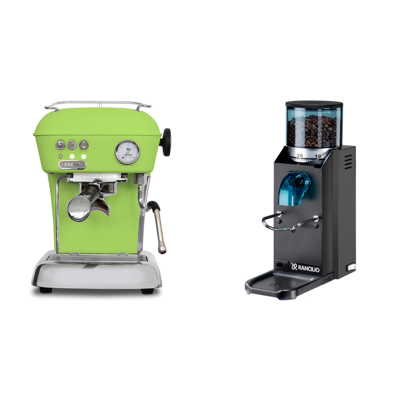 Ascaso Dream ONE, Fresh Pistachio + Rancilio Rocky Doserless, černá Ascaso Dream ONE, Fresh Pistachio + Rancilio Rocky Doserless, černá