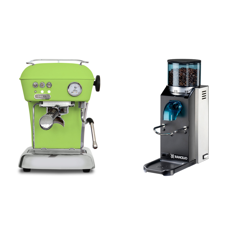 Ascaso Dream ONE, Fresh Pistachio + Rancilio Rocky Doserless Ascaso Dream ONE, Fresh Pistachio + Rancilio Rocky Doserless