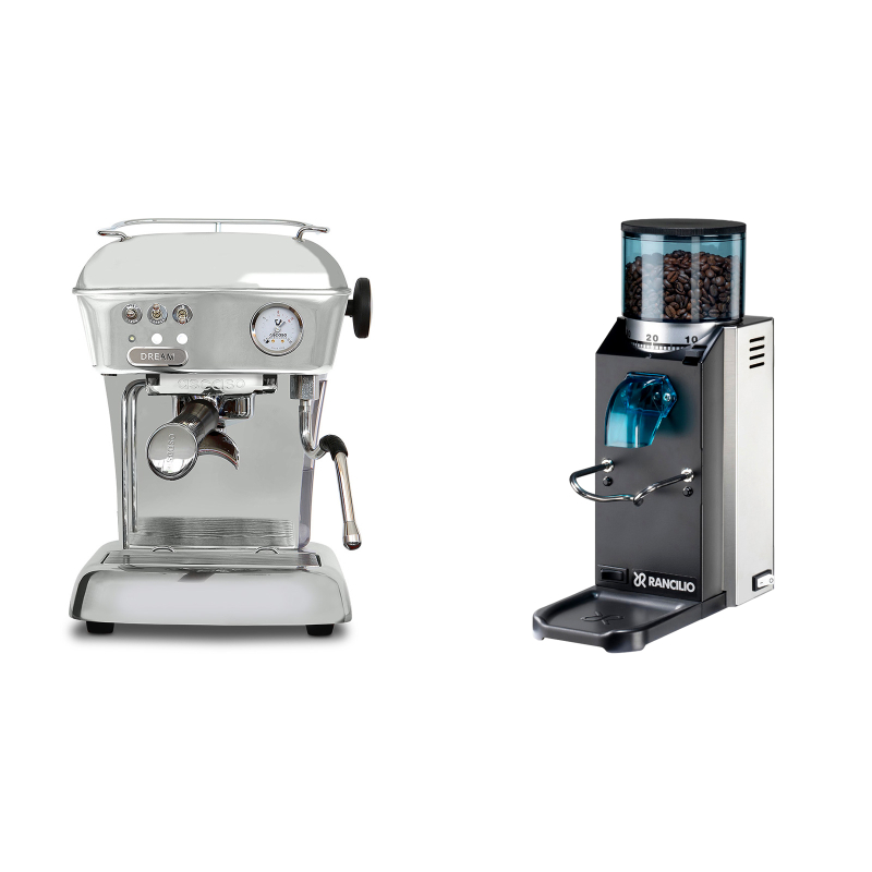 Ascaso Dream ONE, leštěný hliník + Rancilio Rocky Doserless Ascaso Dream ONE, leštěný hliník + Rancilio Rocky Doserless