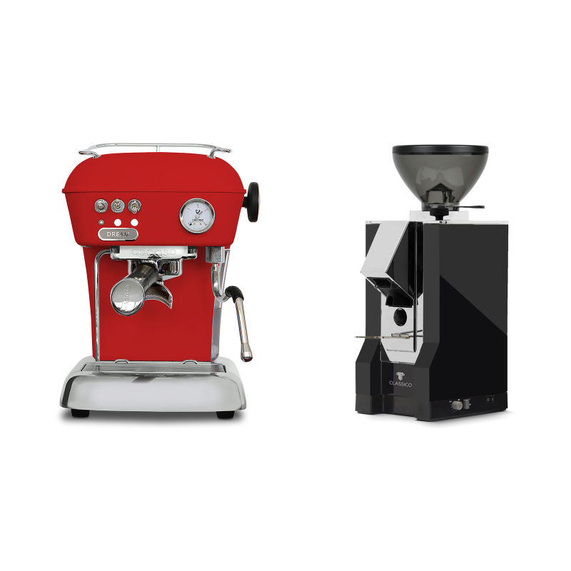 Ascaso Dream ONE, Love Red + Eureka Mignon Classico, CR black Ascaso Dream ONE, Love Red + Eureka Mignon Classico, CR black