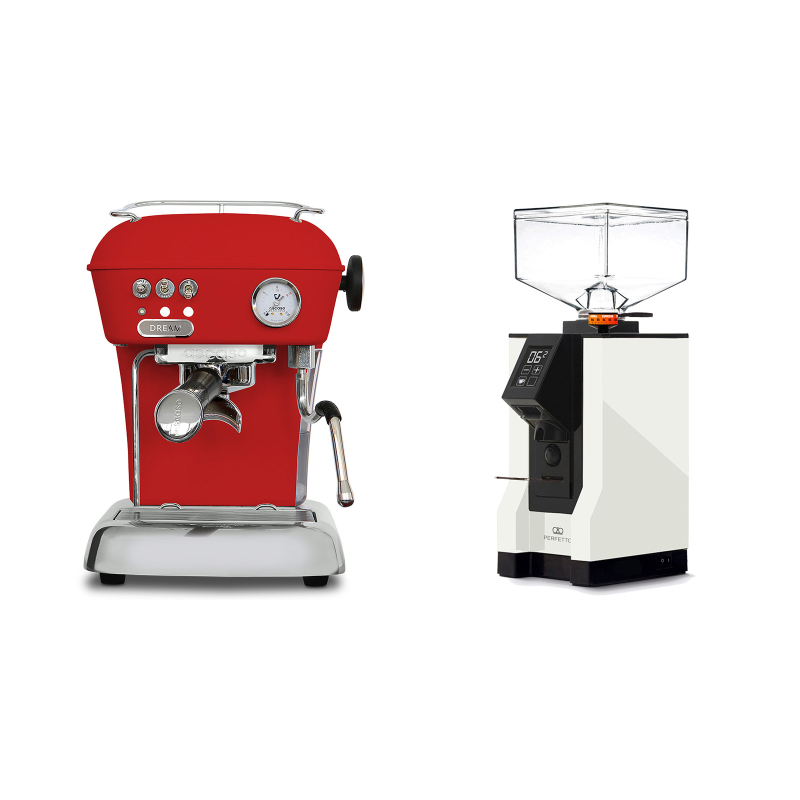 Ascaso Dream ONE, Love Red + Eureka Mignon Perfetto, BL white Ascaso Dream ONE, Love Red + Eureka Mignon Perfetto, BL white