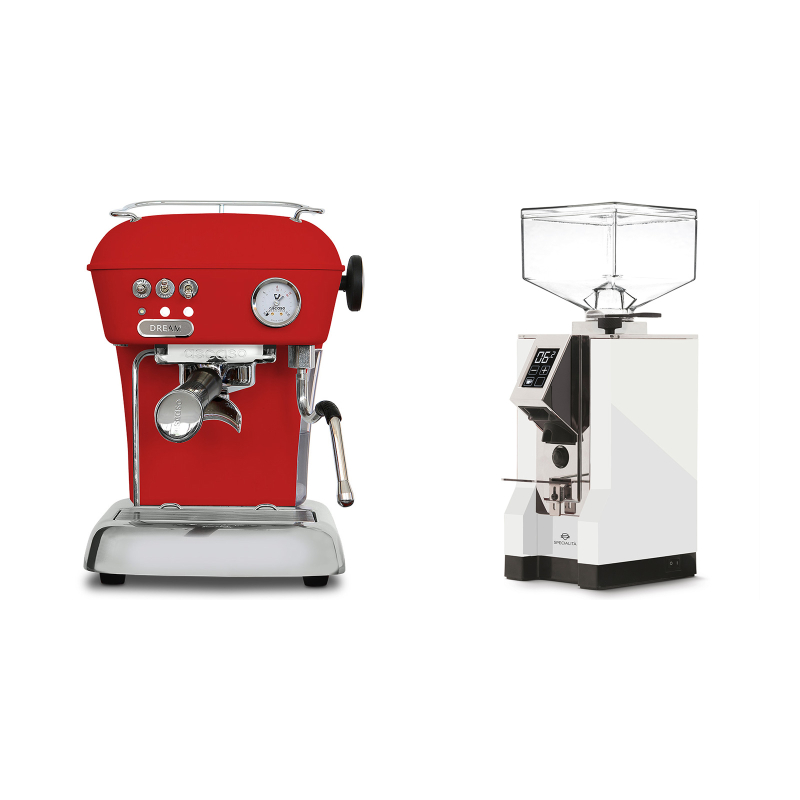 Ascaso Dream ONE, Love Red + Eureka Mignon Specialita, CR white Ascaso Dream ONE, Love Red + Eureka Mignon Specialita, CR white