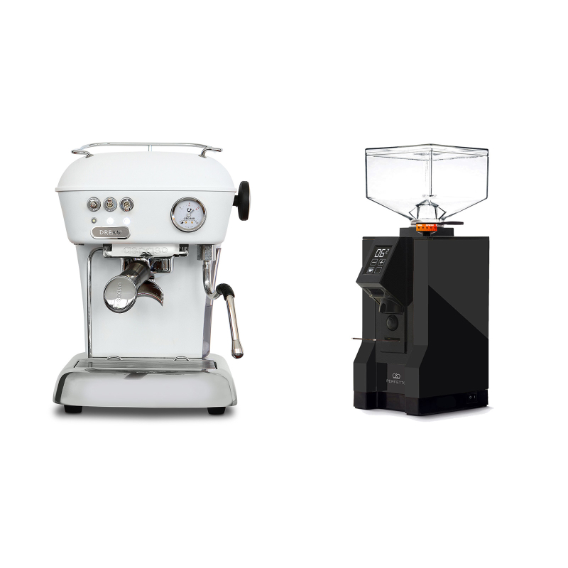 Ascaso Dream ONE, Cloud White + Eureka Mignon Perfetto, BL black Ascaso Dream ONE, Cloud White + Eureka Mignon Perfetto, BL black
