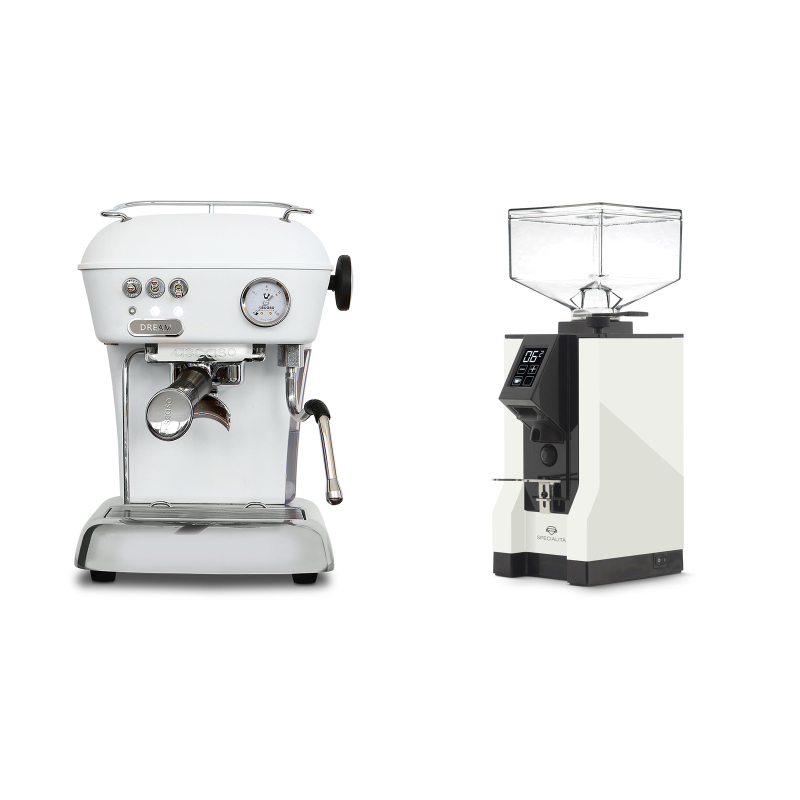 Ascaso Dream ONE, Cloud White + Eureka Mignon Specialita, BL white Ascaso Dream ONE, Cloud White + Eureka Mignon Specialita, BL white