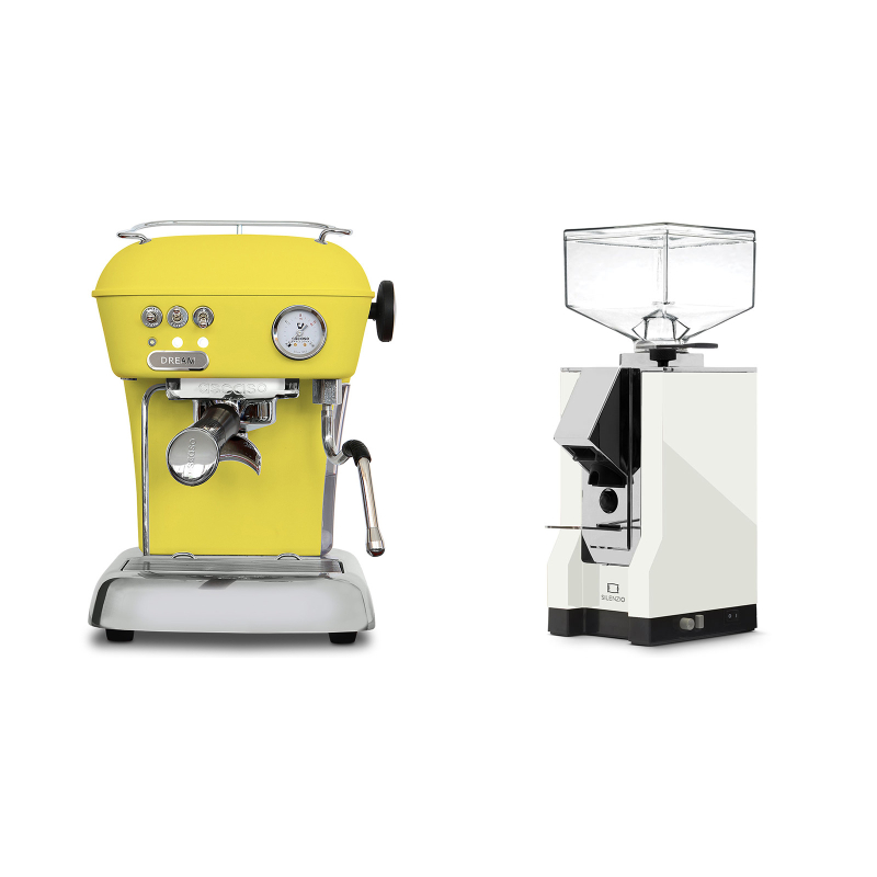 Ascaso Dream ONE, Sun Yellow + Eureka Mignon Silenzio, CR white Ascaso Dream ONE, Sun Yellow + Eureka Mignon Silenzio, CR white