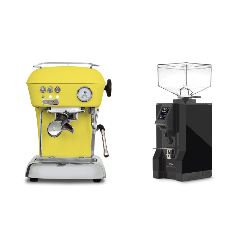 Ascaso Dream ONE, Sun Yellow + Eureka Mignon Specialita, BL black Ascaso Dream ONE, Sun Yellow + Eureka Mignon Specialita, BL black