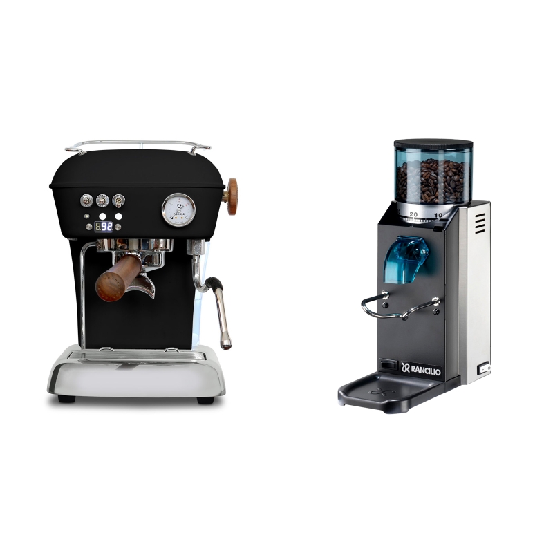 Ascaso Dream PID, Dark Black + Rancilio Rocky Doserless Ascaso Dream PID, Dark Black + Rancilio Rocky Doserless