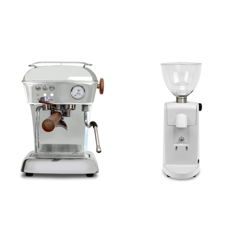 Ascaso Dream PID, leštěný hliník + Ascaso i-mini i1, bílá Ascaso Dream PID, leštěný hliník + Ascaso i-mini i1, bílá
