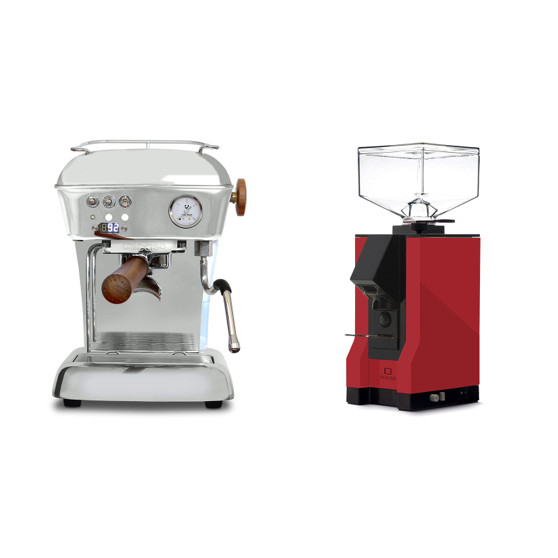 Ascaso Dream PID, leštěný hliník + Eureka Mignon Silenzio, BL ferrari red Ascaso Dream PID, leštěný hliník + Eureka Mignon Silenzio, BL ferrari red