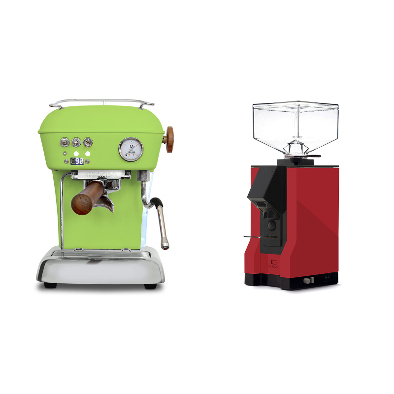 Ascaso Dream PID, Fresh Pistachio + Eureka Mignon Silenzio, BL ferrari red Ascaso Dream PID, Fresh Pistachio + Eureka Mignon Silenzio, BL ferrari red