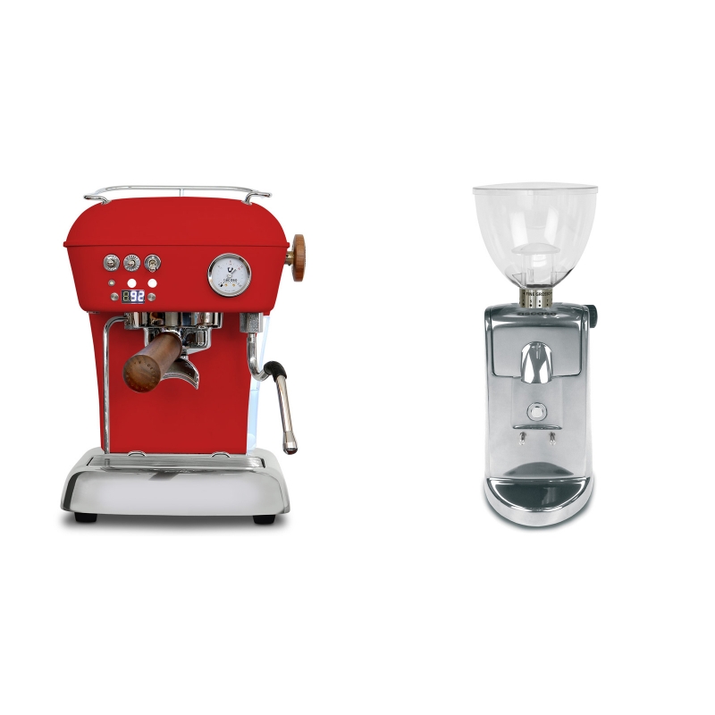 Ascaso Dream PID, Love Red + Ascaso i-mini i1, leštěný hliník Ascaso Dream PID, Love Red + Ascaso i-mini i1, leštěný hliník
