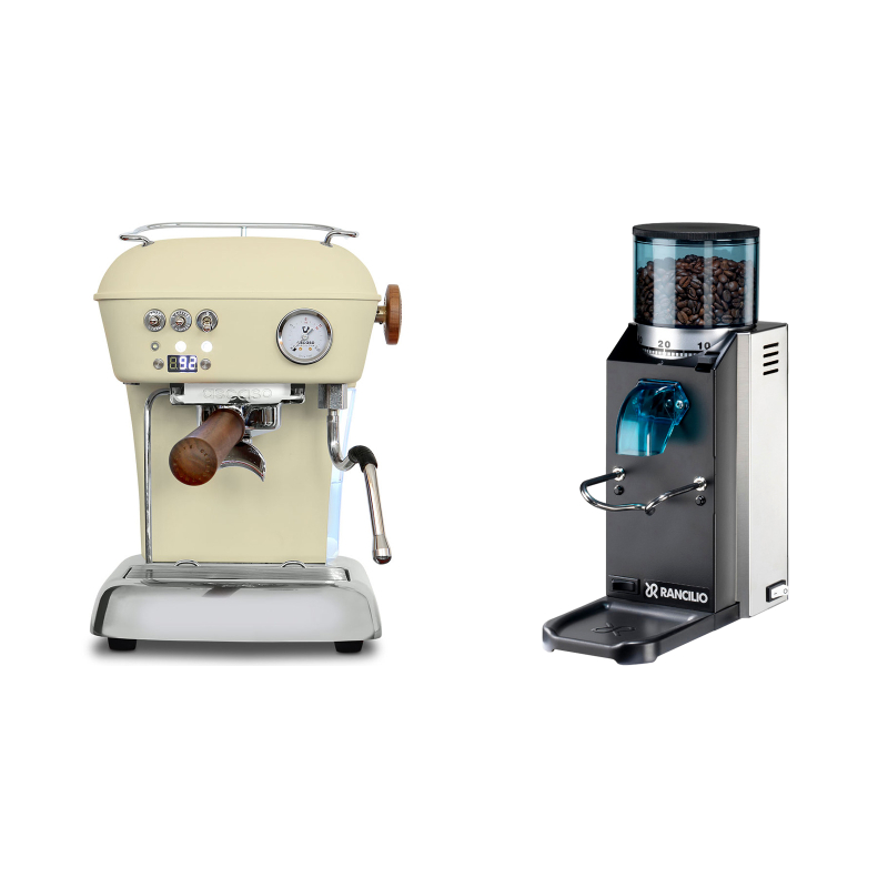 Ascaso Dream PID, Sweet Cream + Rancilio Rocky Doserless Ascaso Dream PID, Sweet Cream + Rancilio Rocky Doserless