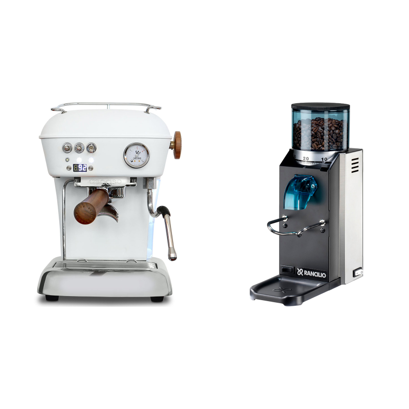 Ascaso Dream PID, Cloud White + Rancilio Rocky Doserless Ascaso Dream PID, Cloud White + Rancilio Rocky Doserless