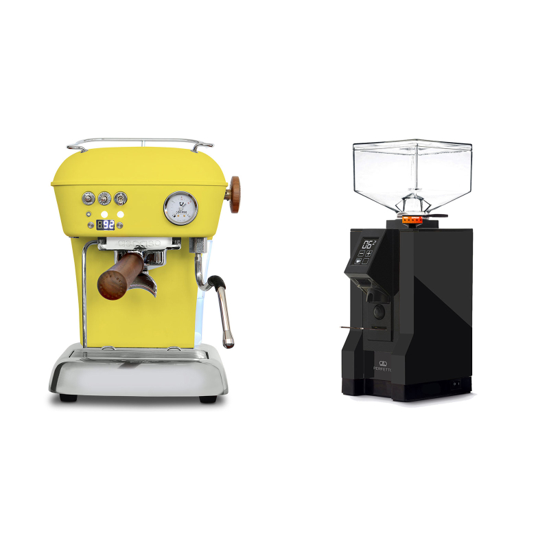 Ascaso Dream PID, Sun Yellow + Eureka Mignon Perfetto, BL black Ascaso Dream PID, Sun Yellow + Eureka Mignon Perfetto, BL black