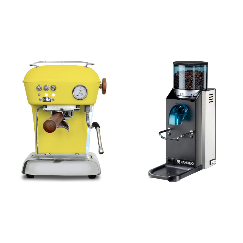 Ascaso Dream PID, Sun Yellow + Rancilio Rocky Doserless Ascaso Dream PID, Sun Yellow + Rancilio Rocky Doserless