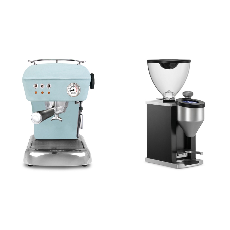 Ascaso Dream ZERO, Kid Blue + Rocket Espresso FAUSTINO, black Ascaso Dream ZERO, Kid Blue + Rocket Espresso FAUSTINO, black