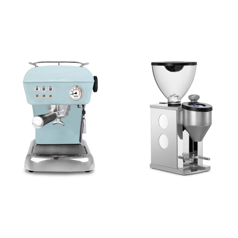 Ascaso Dream ZERO, Kid Blue + Rocket Espresso FAUSTINO, white Ascaso Dream ZERO, Kid Blue + Rocket Espresso FAUSTINO, white