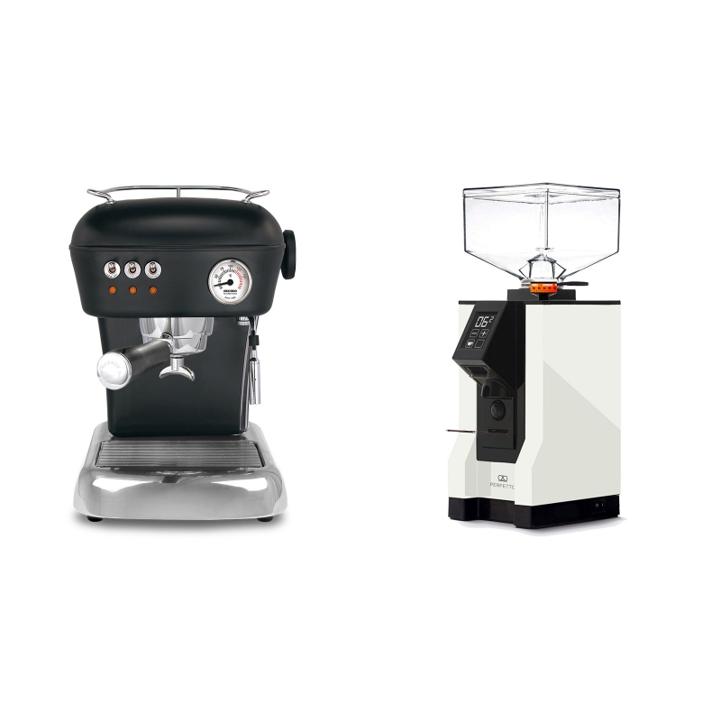 Ascaso Dream, Dark Black + Eureka Mignon Perfetto, BL white Ascaso Dream, Dark Black + Eureka Mignon Perfetto, BL white