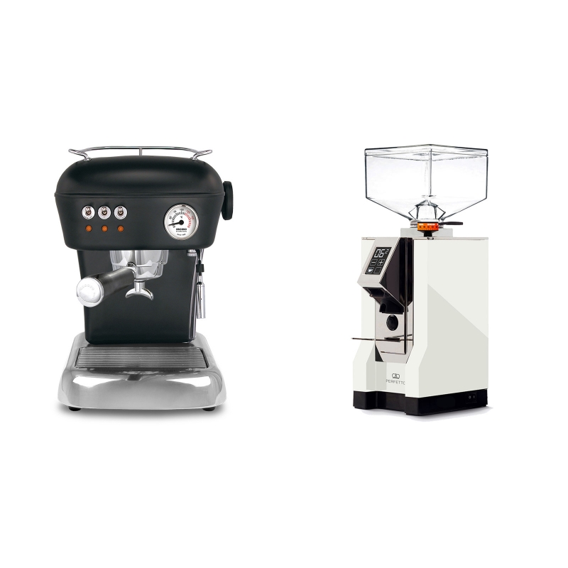Ascaso Dream, Dark Black + Eureka Mignon Perfetto, CR white Ascaso Dream, Dark Black + Eureka Mignon Perfetto, CR white