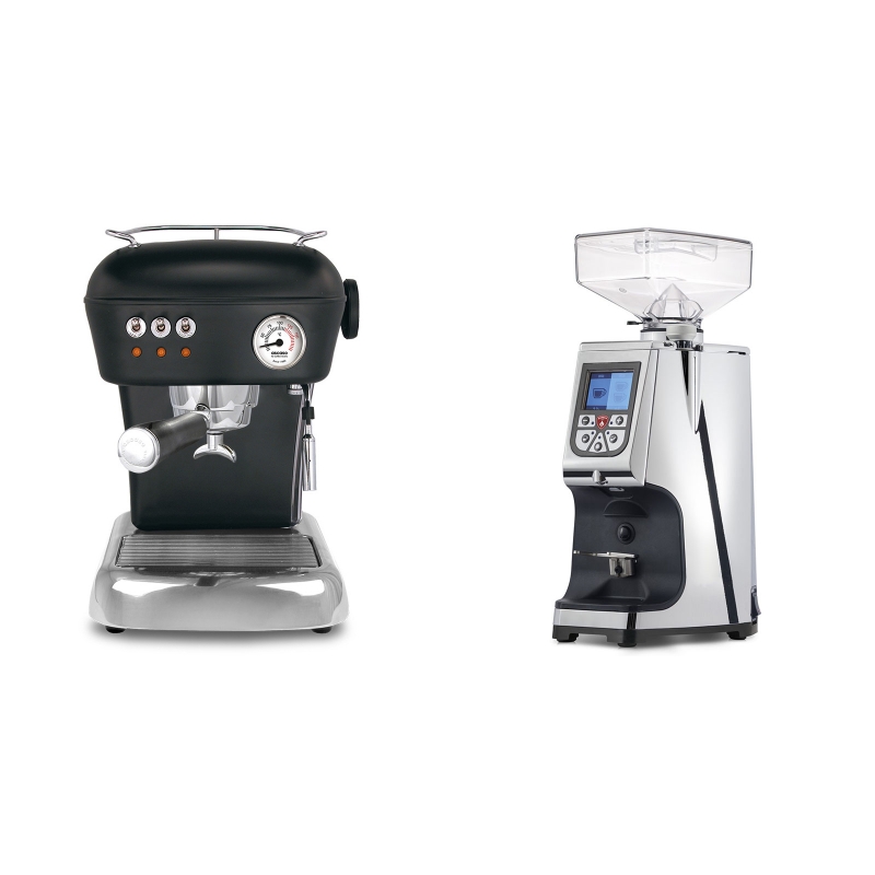 Ascaso Dream, Dark Black + Eureka Atom 60, chrome Ascaso Dream, Dark Black + Eureka Atom 60, chrome