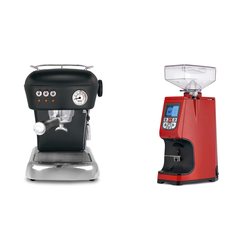 Ascaso Dream, Dark Black + Eureka Atom 60, ferrari red Ascaso Dream, Dark Black + Eureka Atom 60, ferrari red