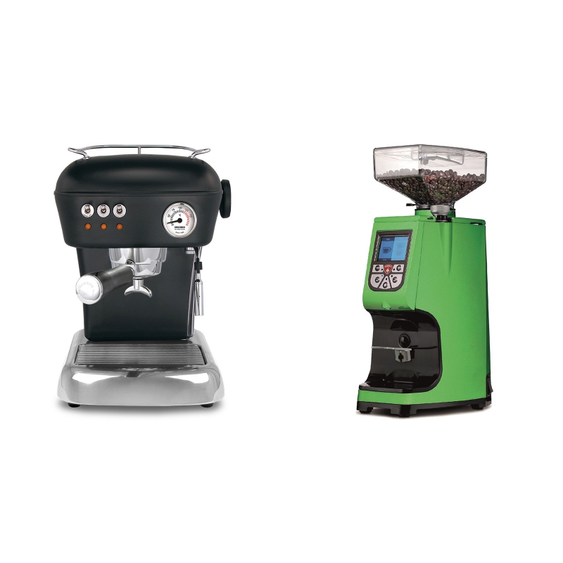 Ascaso Dream, Dark Black + Eureka Atom 60, kawasaki green Ascaso Dream, Dark Black + Eureka Atom 60, kawasaki green
