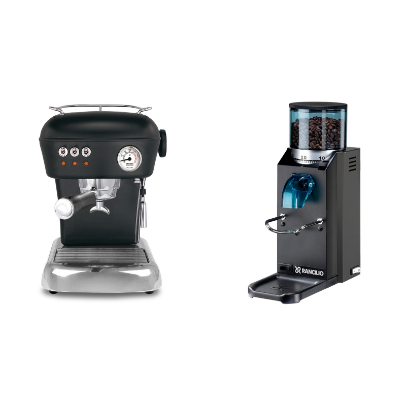 Ascaso Dream, Dark Black + Rancilio Rocky Doserless, černá Ascaso Dream, Dark Black + Rancilio Rocky Doserless, černá