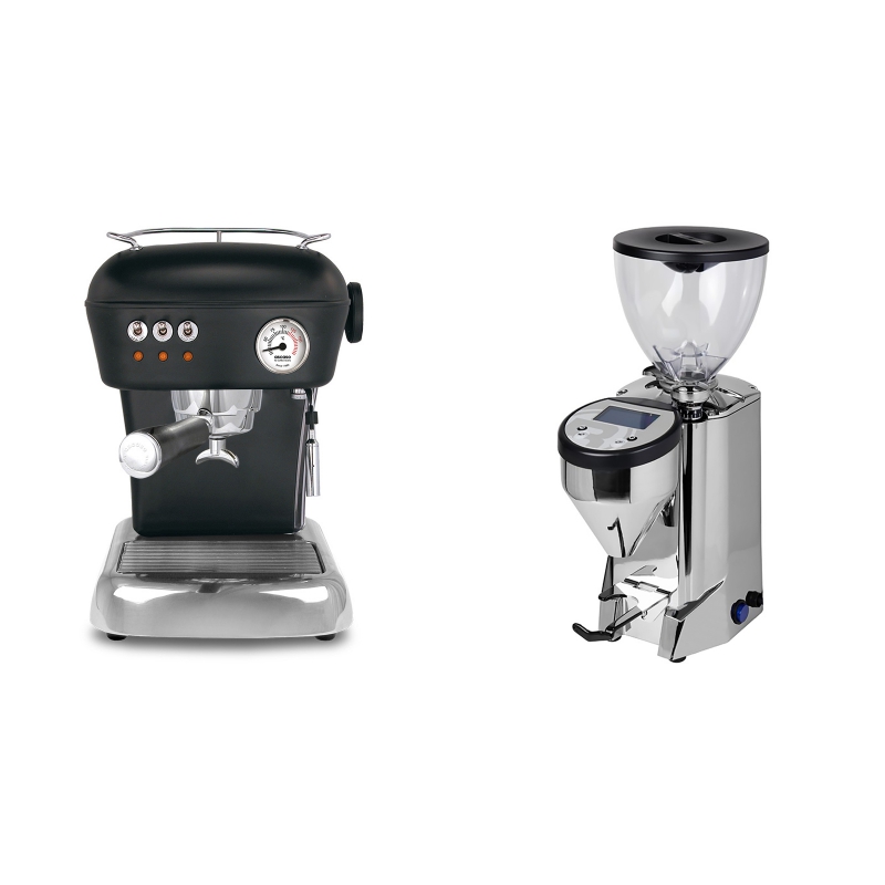 Ascaso Dream, Dark Black + Rocket Espresso FAUSTO, nerez Ascaso Dream, Dark Black + Rocket Espresso FAUSTO, nerez