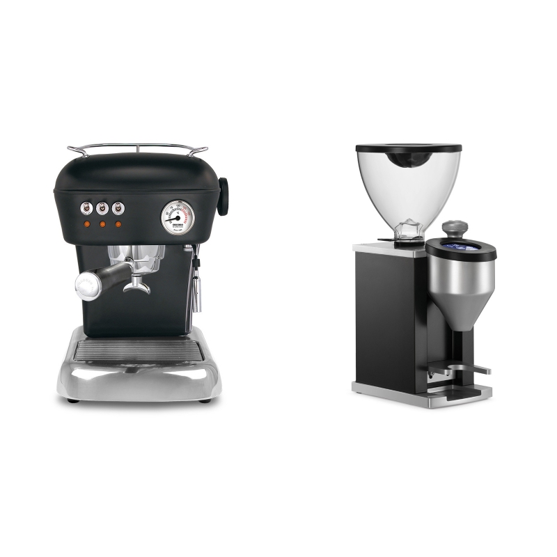 Ascaso Dream ZERO, Dark Black + Rocket Espresso FAUSTINO, black Ascaso Dream ZERO, Dark Black + Rocket Espresso FAUSTINO, black