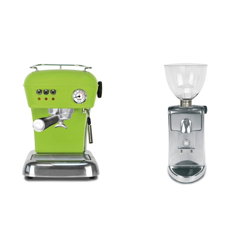 Ascaso Dream, Fresh Pistachio + Ascaso i-mini i1, leštěný hliník Ascaso Dream, Fresh Pistachio + Ascaso i-mini i1, leštěný hliník