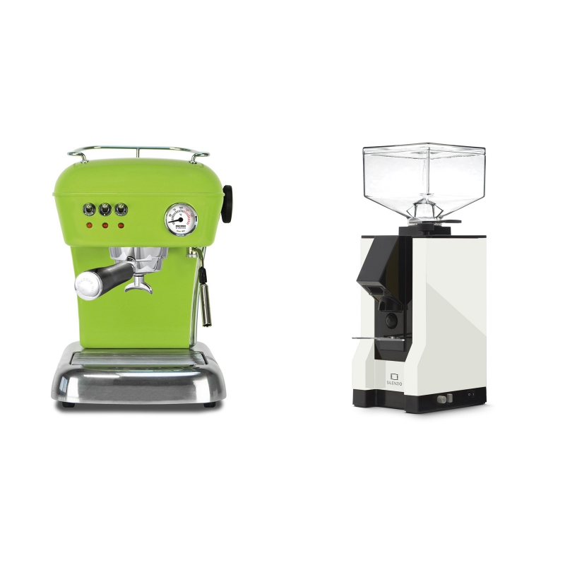 Ascaso Dream ZERO, Fresh Pistachio + Eureka Mignon Silenzio, BL white Ascaso Dream ZERO, Fresh Pistachio + Eureka Mignon Silenzio, BL white