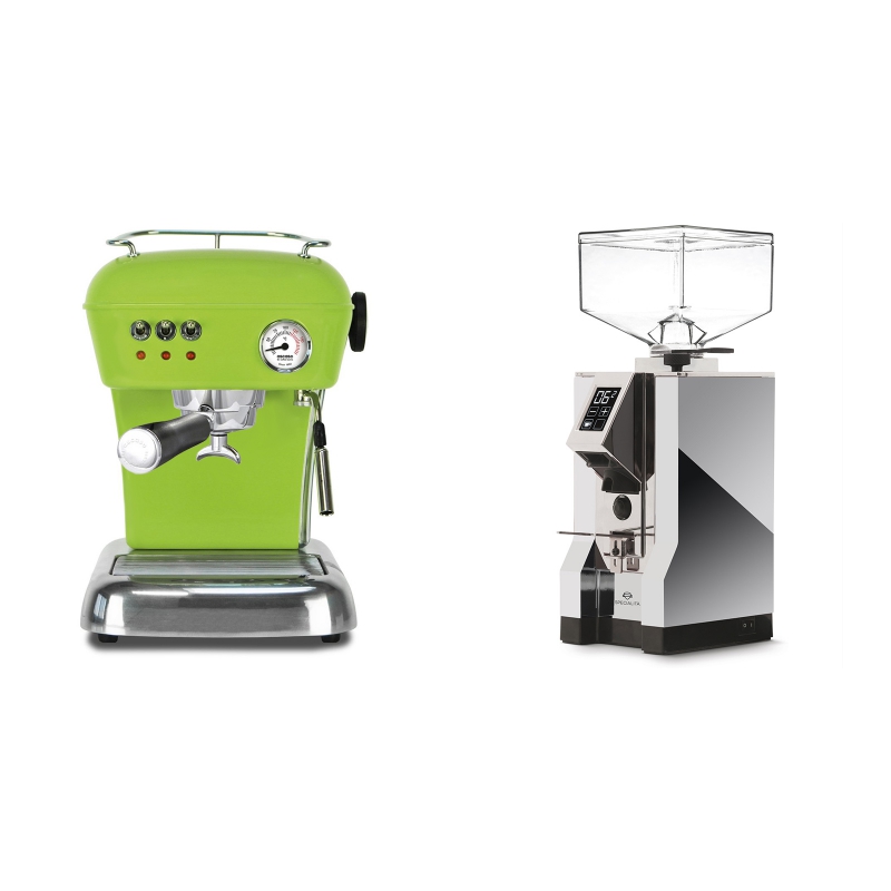 Ascaso Dream, Fresh Pistachio + Eureka Mignon Specialita, CR chrome Ascaso Dream, Fresh Pistachio + Eureka Mignon Specialita, CR chrome
