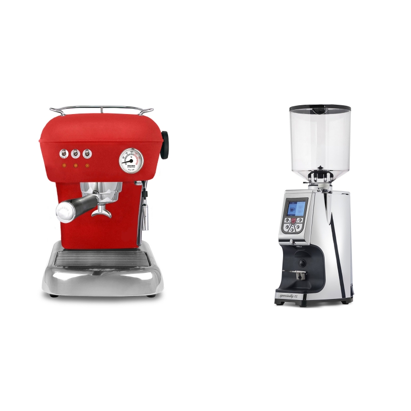Ascaso Dream, Love Red + Eureka Atom Specialty 75, chrome Ascaso Dream, Love Red + Eureka Atom Specialty 75, chrome